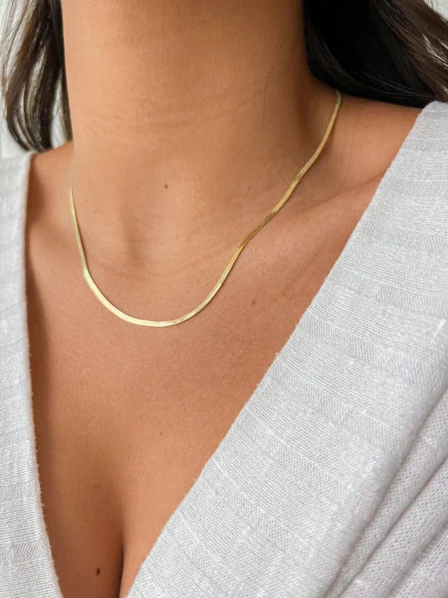 Fine Snake Chain Necklace 2mm 18K Gold Plated