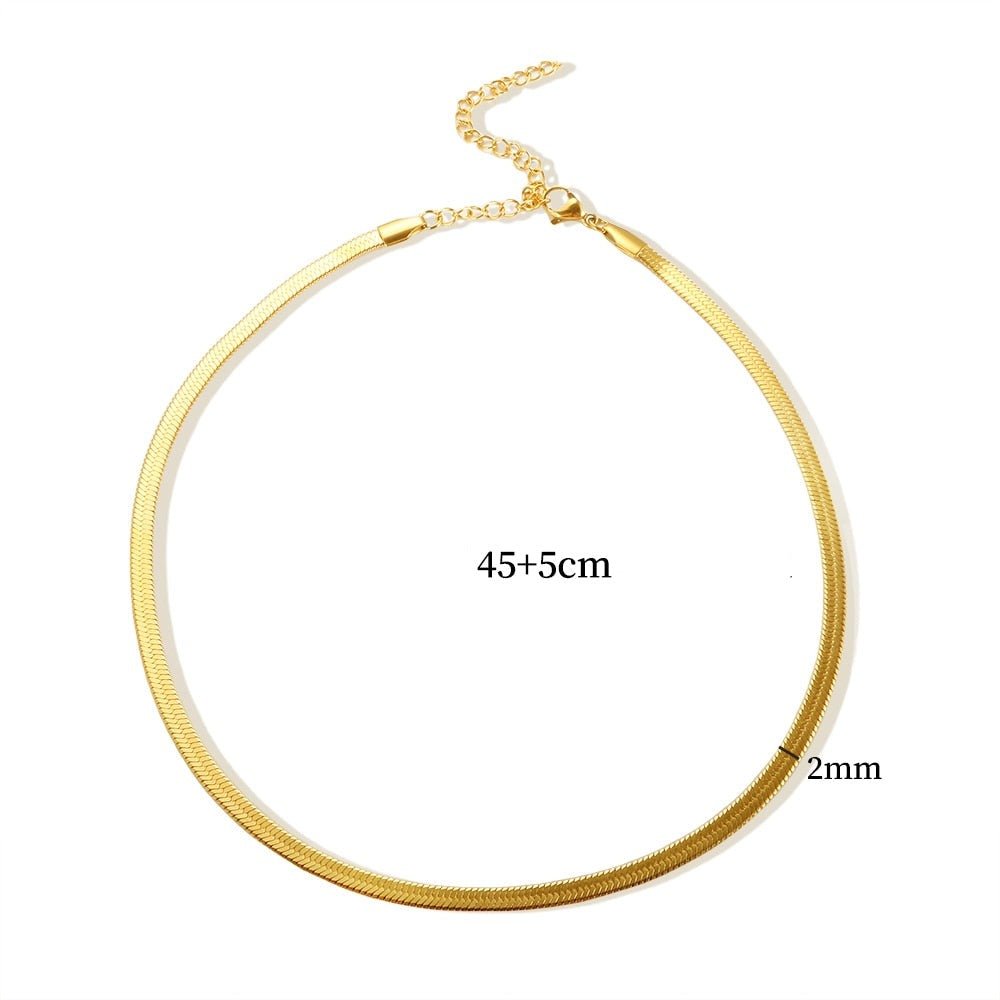 Fine Snake Chain Necklace 2mm 18K Gold Plated