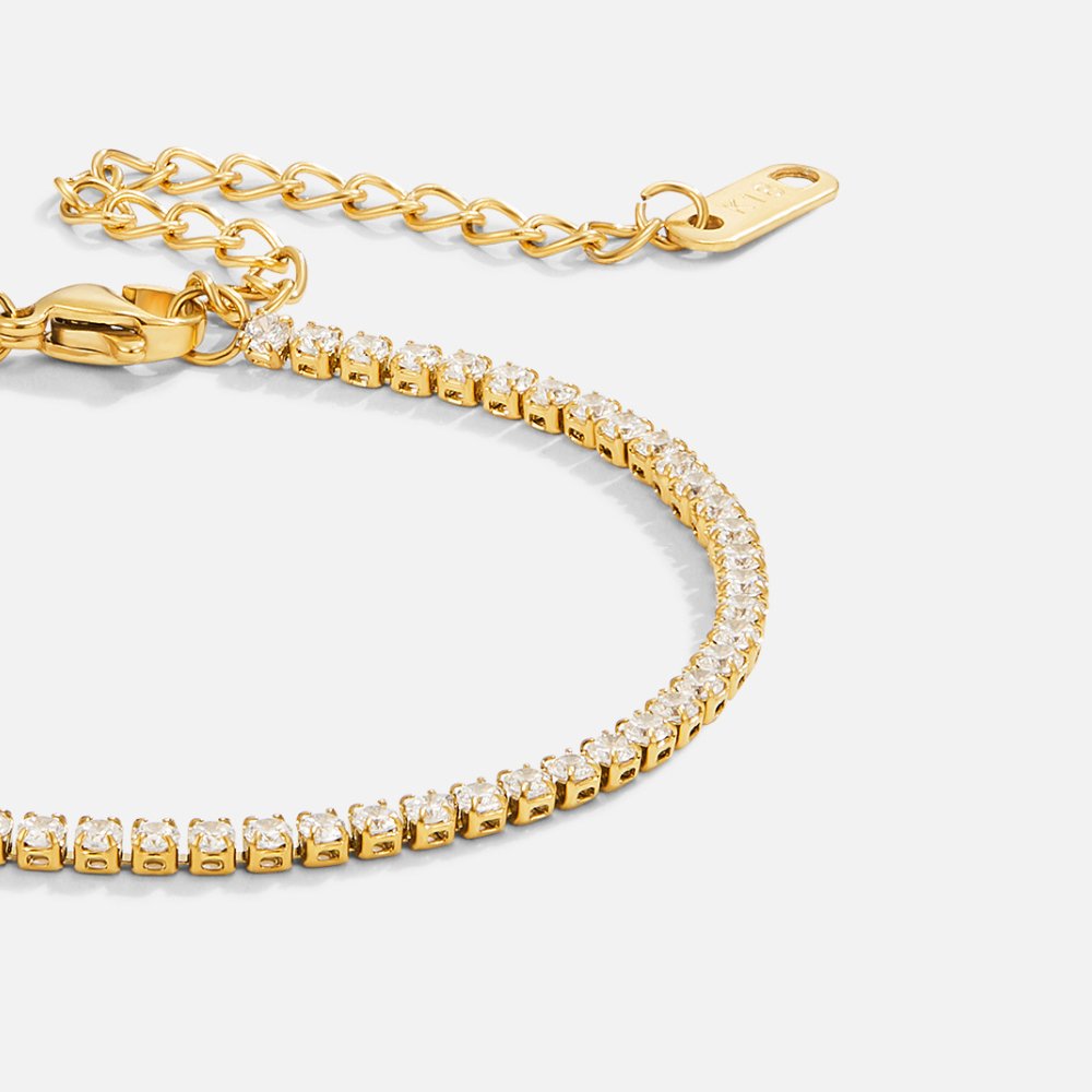 Gold Tennis Bracelet with Classic Weave
