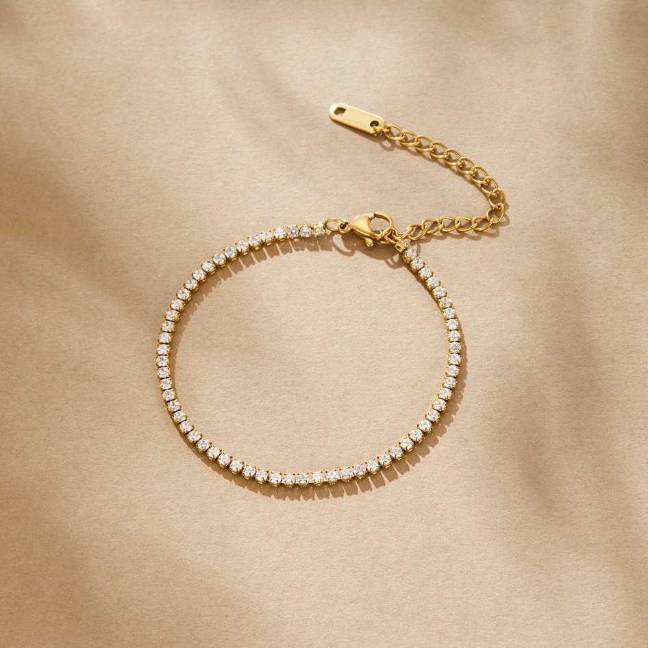 Gold Tennis Bracelet with Classic Weave