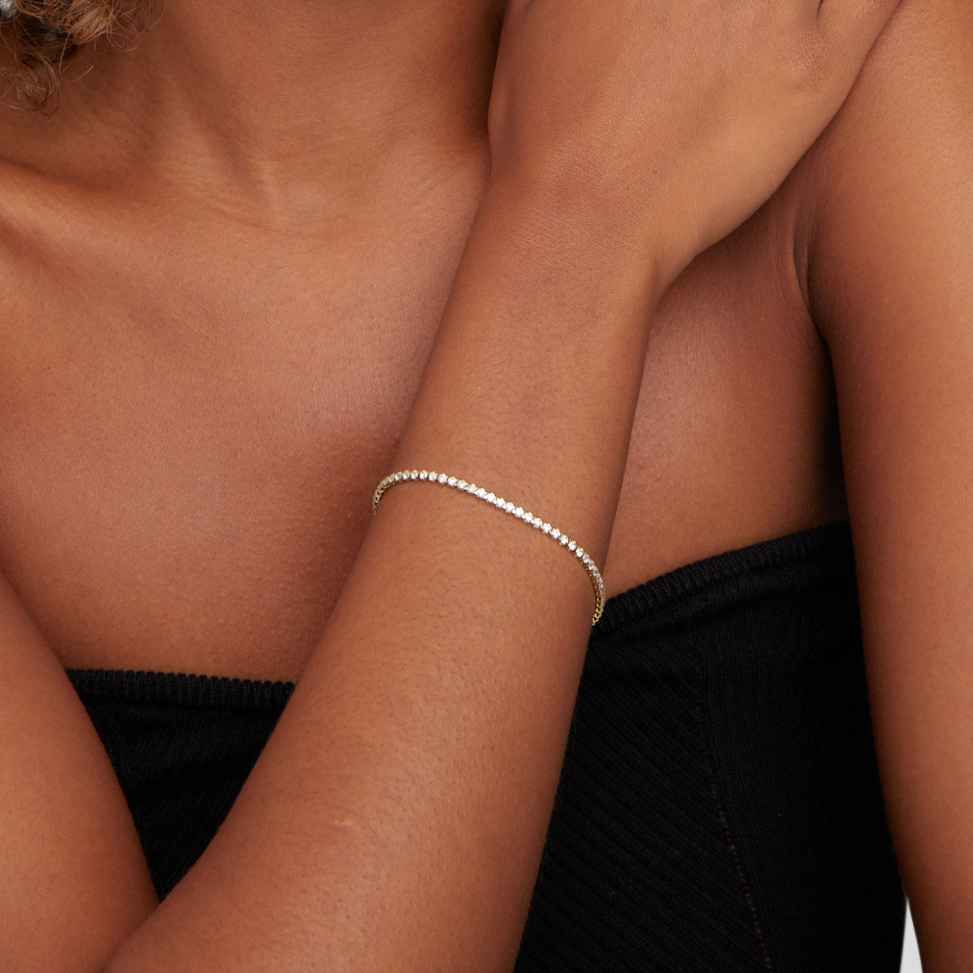 Gold Tennis Bracelet with Classic Weave
