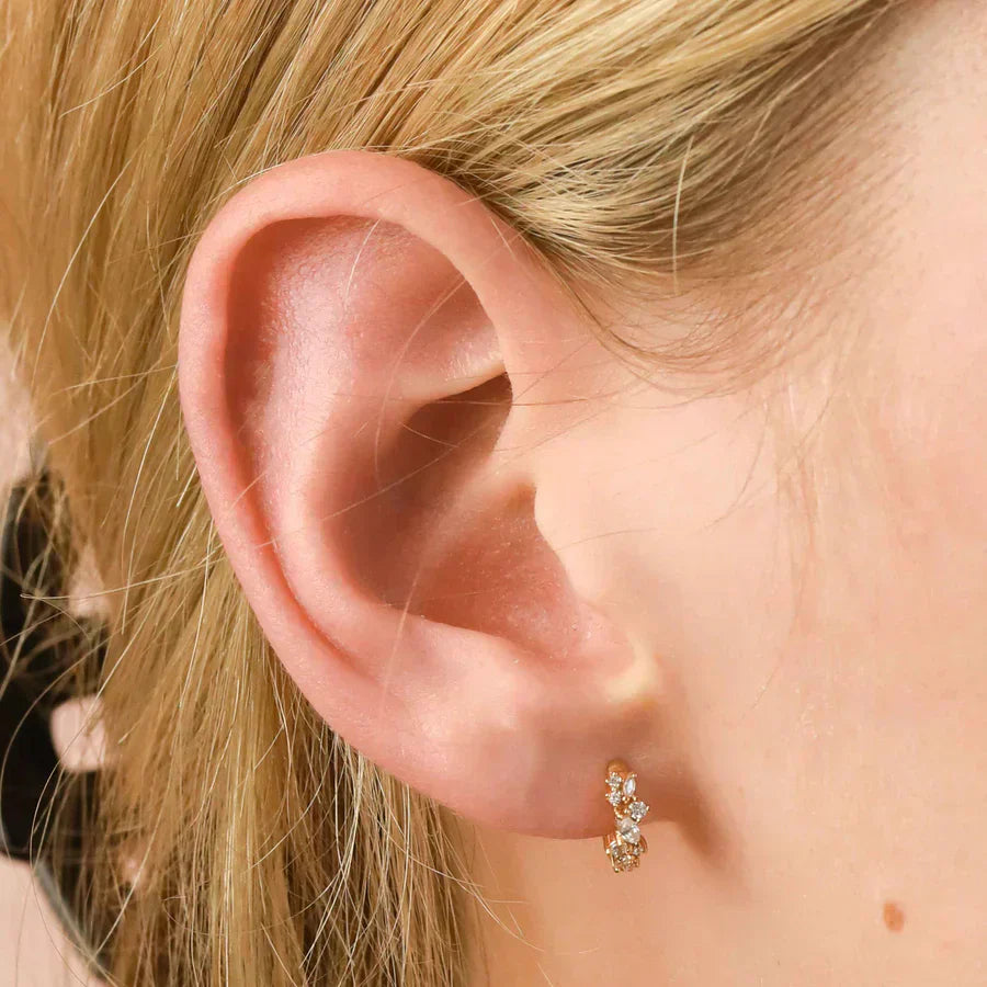 Gold Earrings with Crystal Cluster