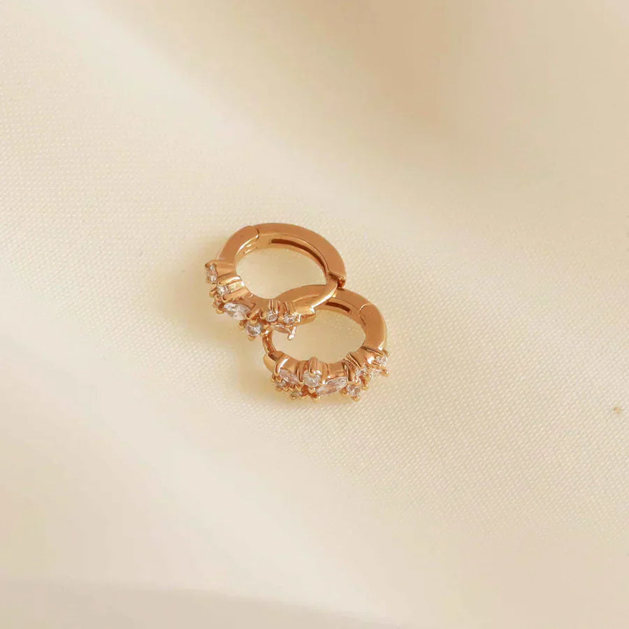 Gold Earrings with Crystal Cluster
