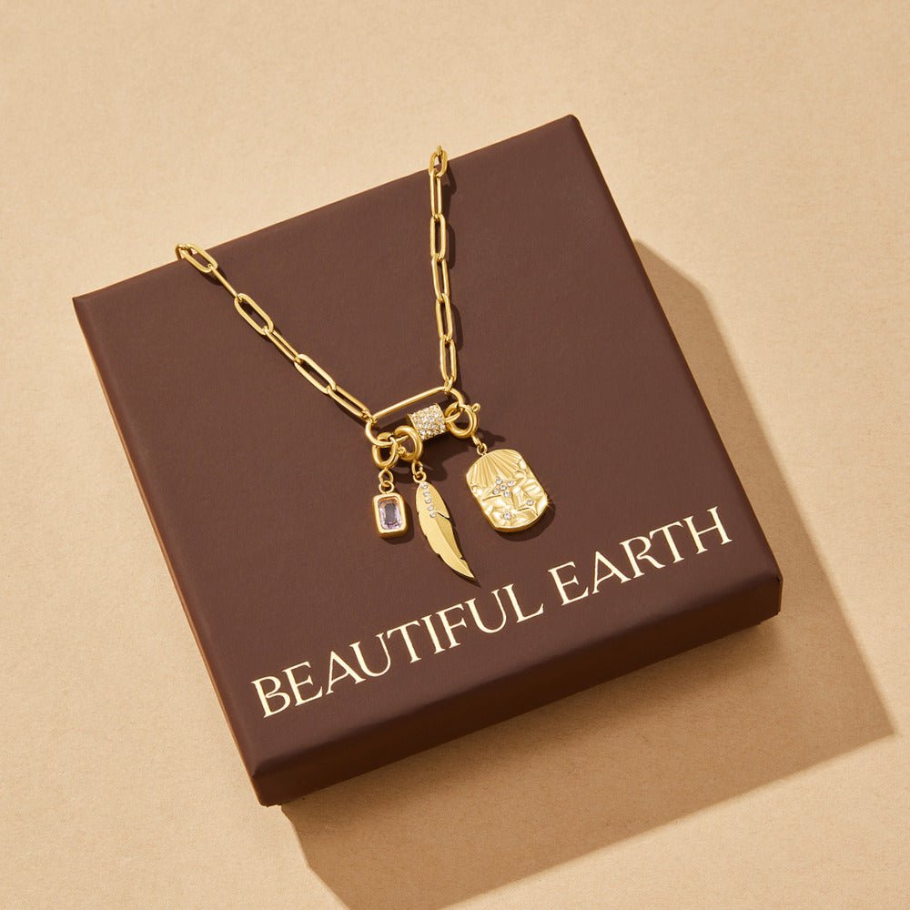 Crystal Paperclip Charm Necklace