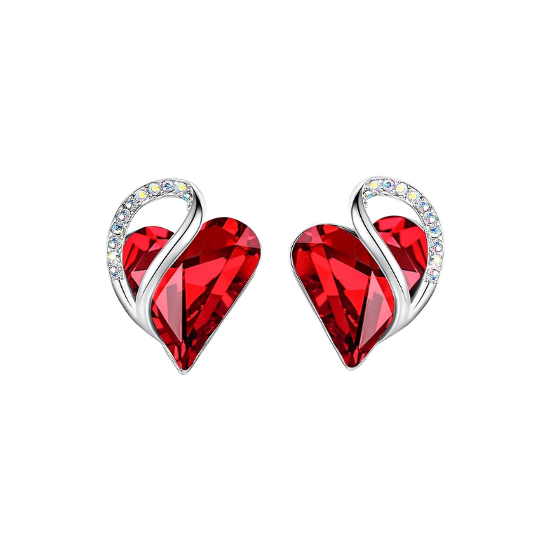 Infinity Heart Ruby Stud Earrings | White Gold