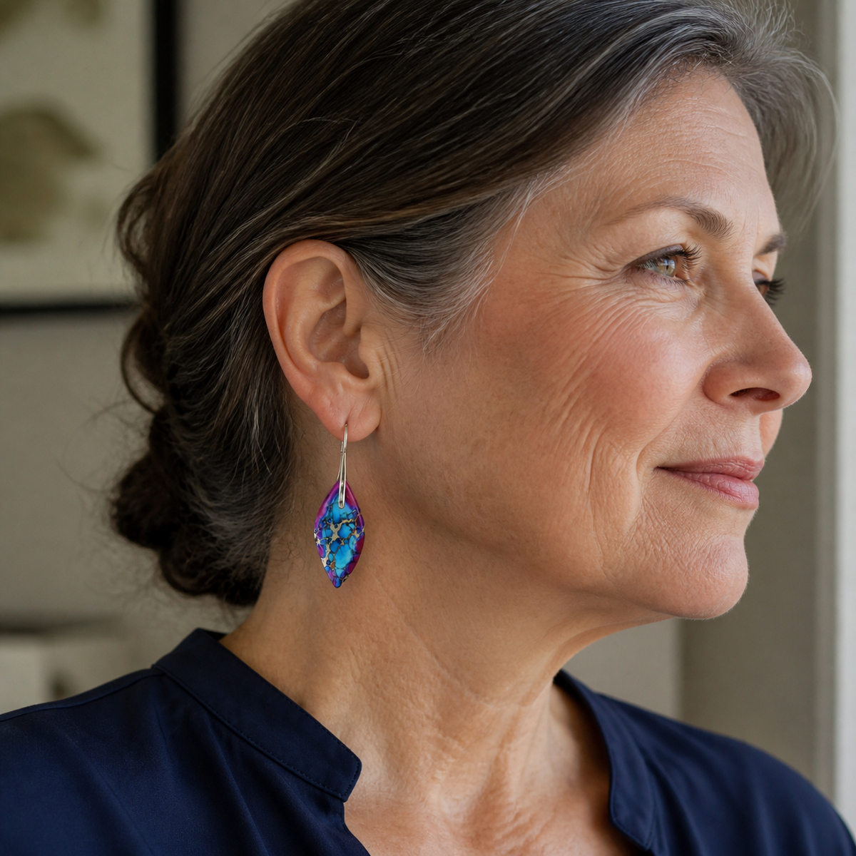 Aurora™ Colorful Mosaic Leaf Earrings