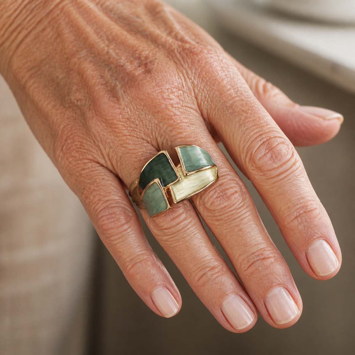 Adeline™ Vintage Green Statement Ring