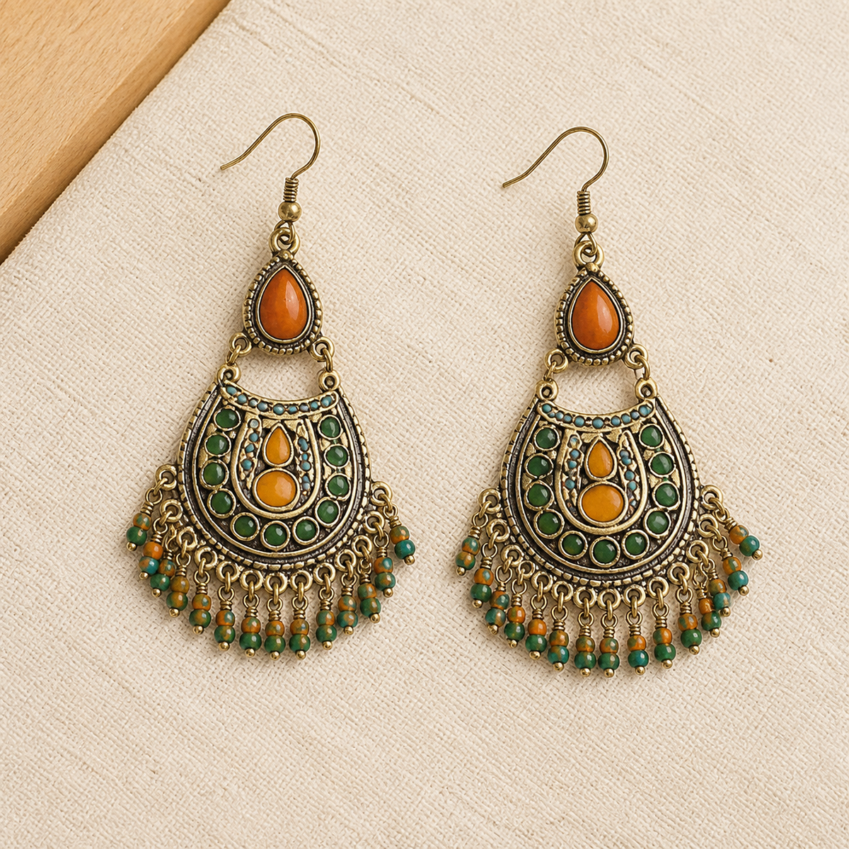 Vintage Turquoise Mosaic Drop Earrings