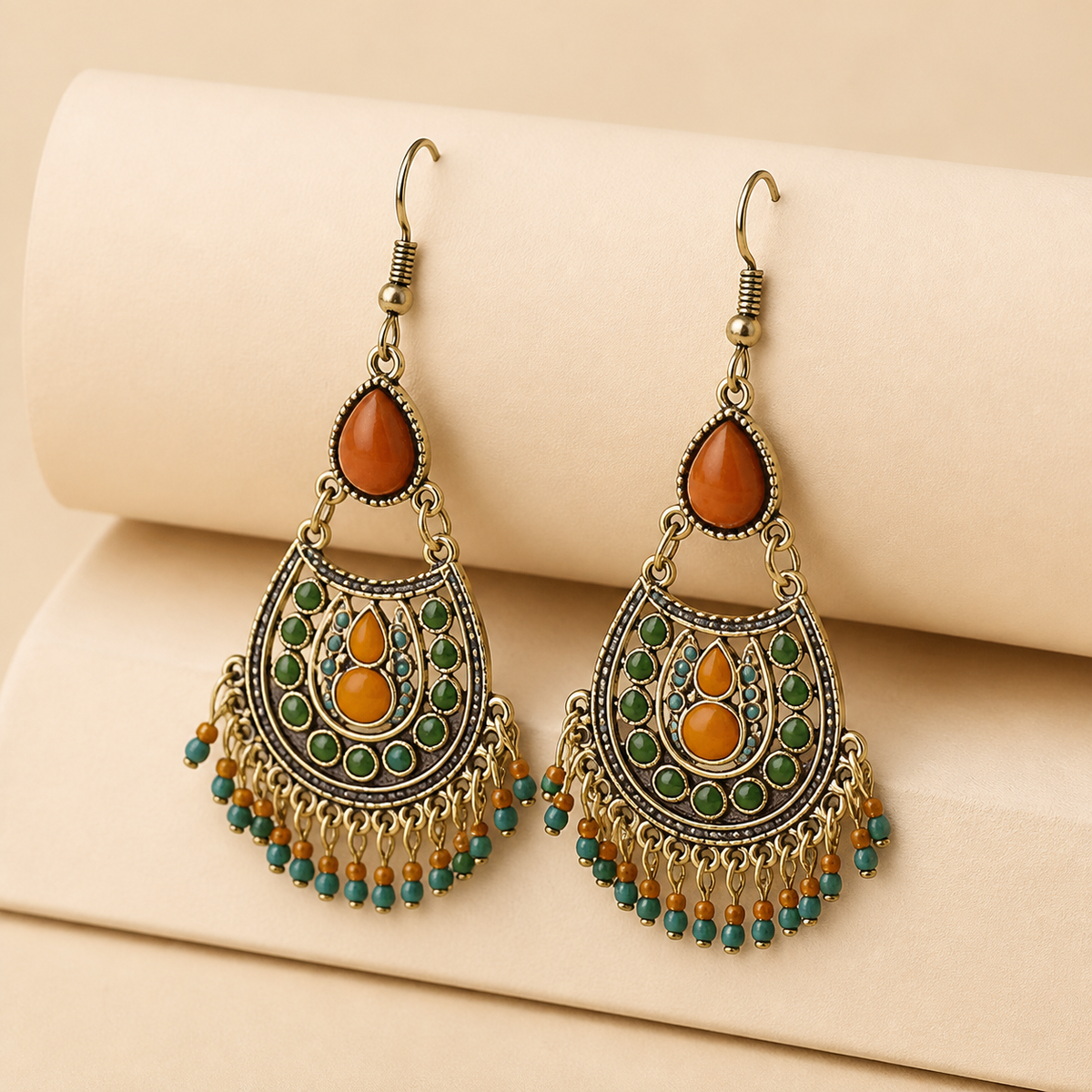 Vintage Turquoise Mosaic Drop Earrings