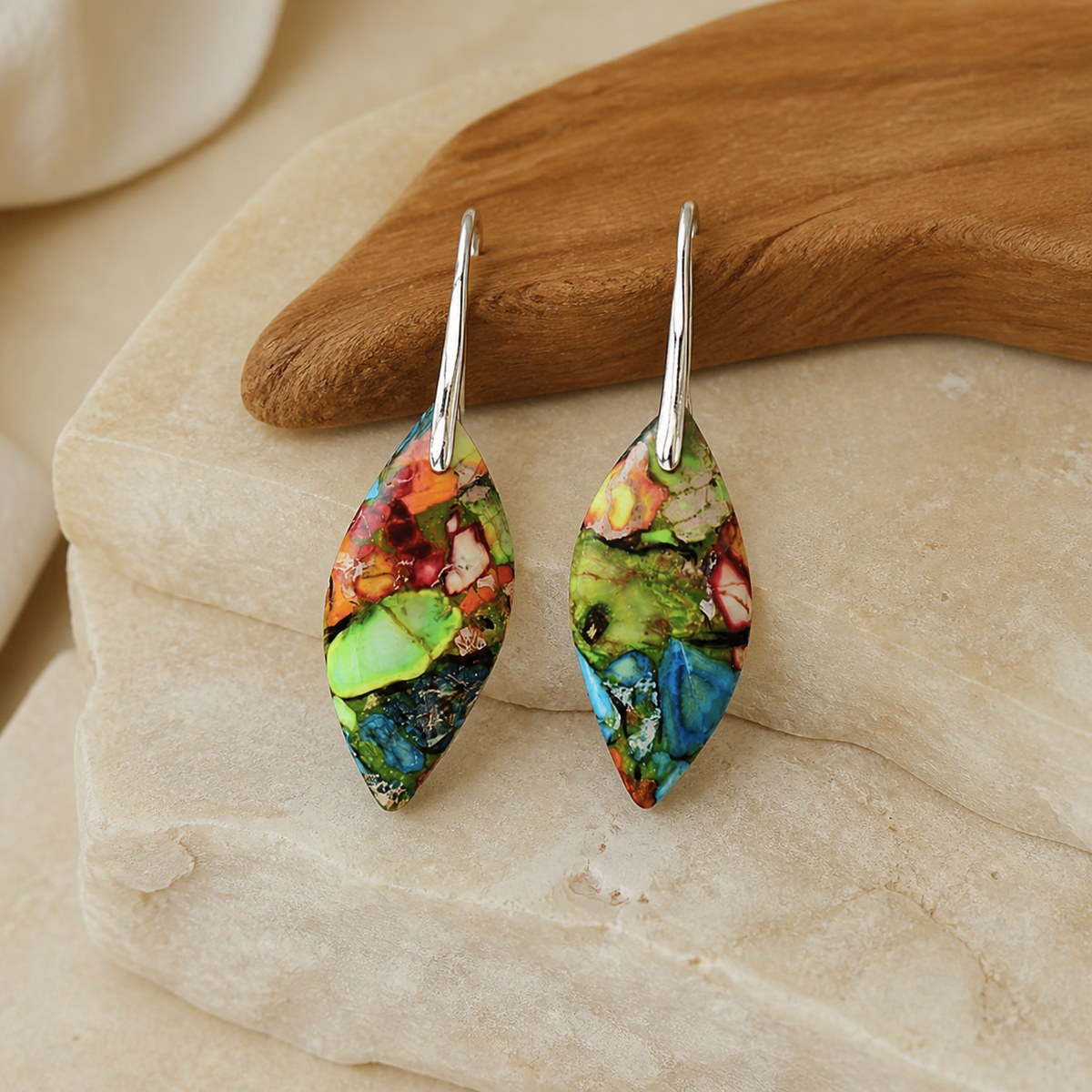 Aurora™ Colorful Mosaic Leaf Earrings