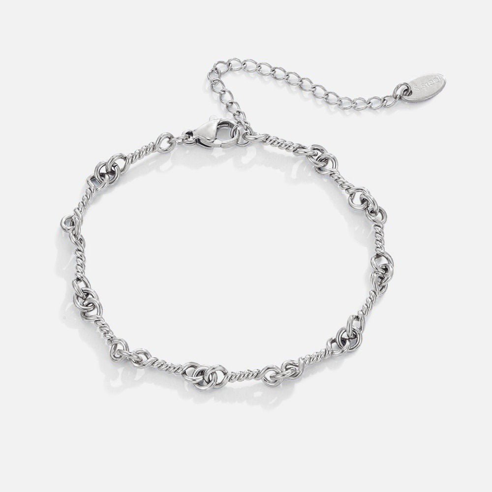 Figaro Silver Knot Chain Bracelet