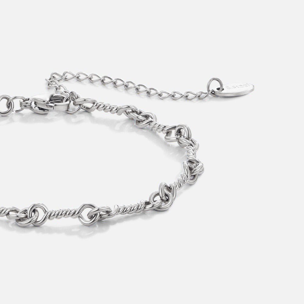 Figaro Silver Knot Chain Bracelet