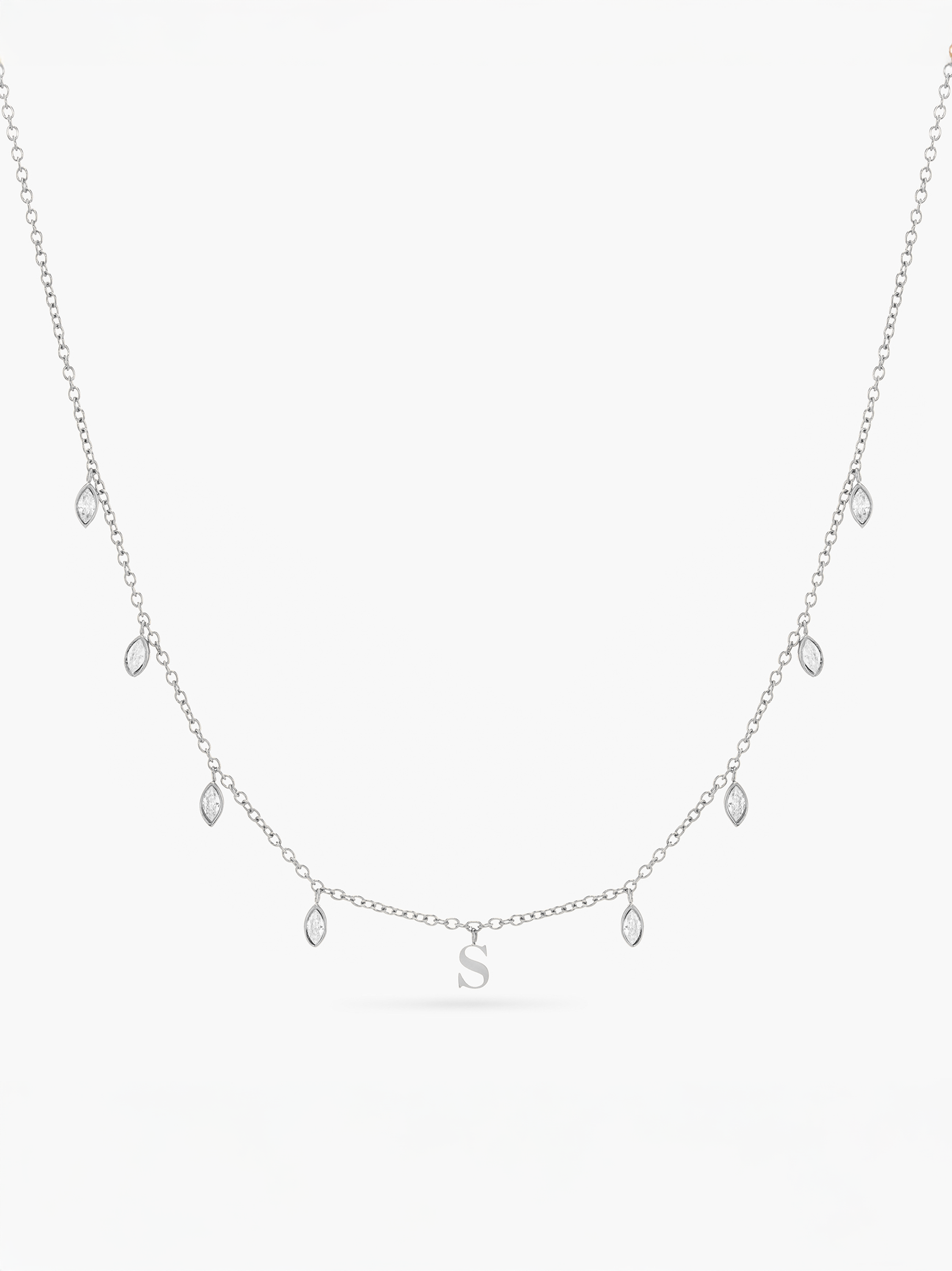 Initial Drop Necklace (Marquise Cut)