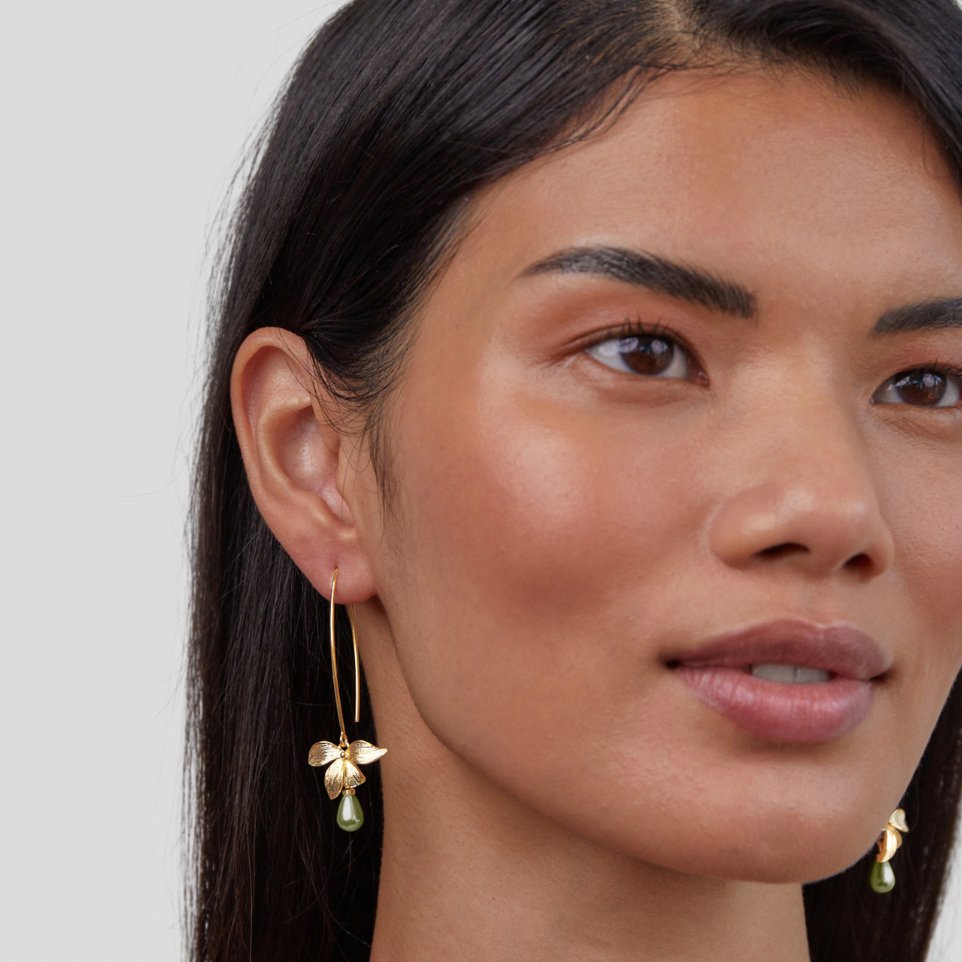 Jadeite Pearl Pendant Earrings