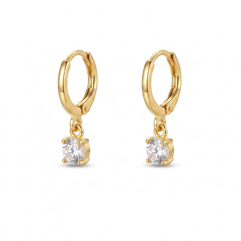 Larmes de Lune Stone Hoop Earrings | Gold