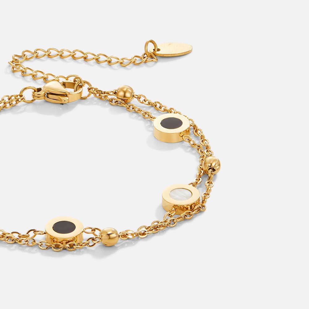 Onyx and White Mineral Bracelet