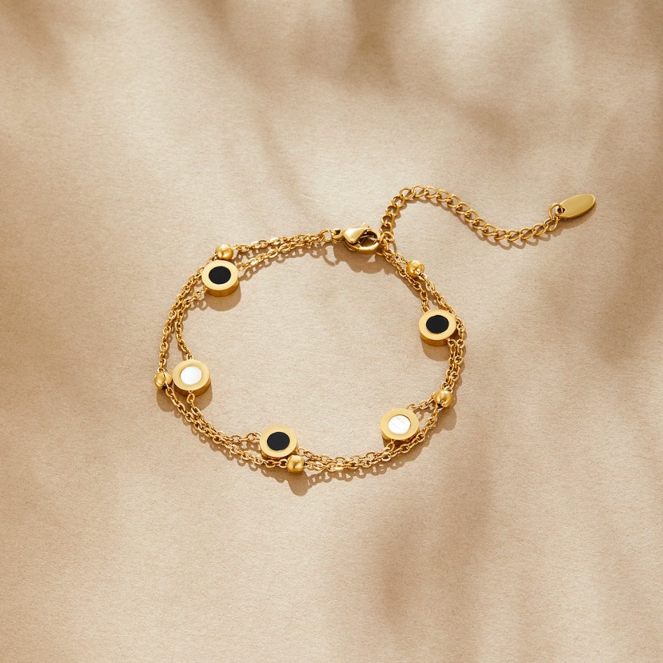 Onyx and White Mineral Bracelet