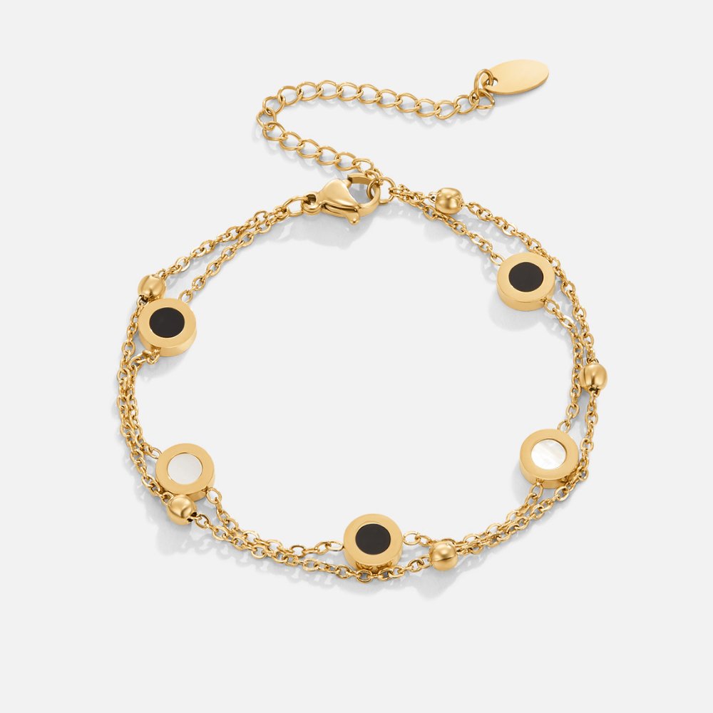 Onyx and White Mineral Bracelet