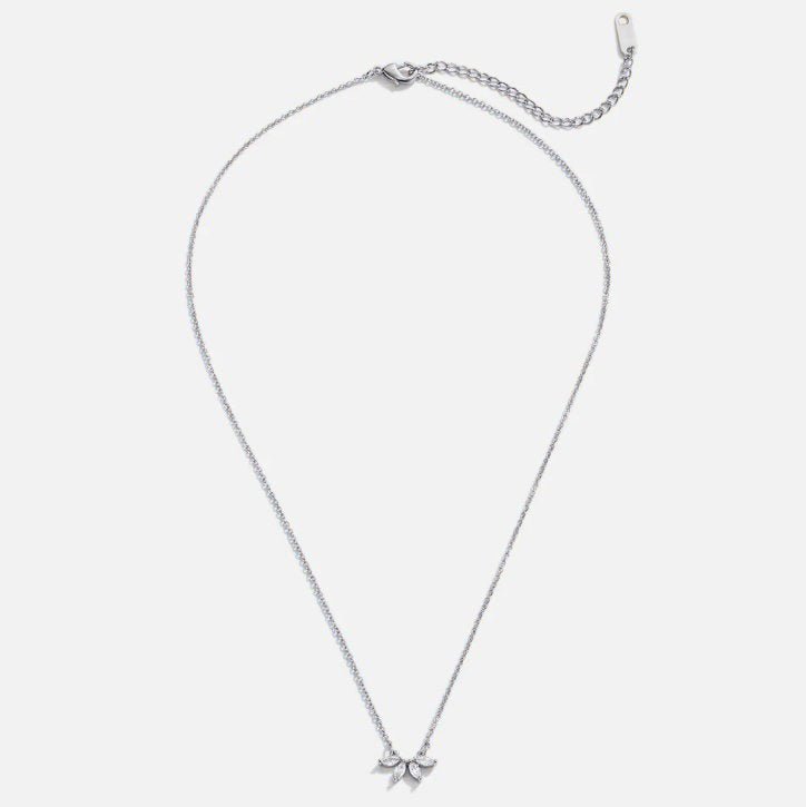 Silver Tiffany Crystal Leaf Pendant Necklace