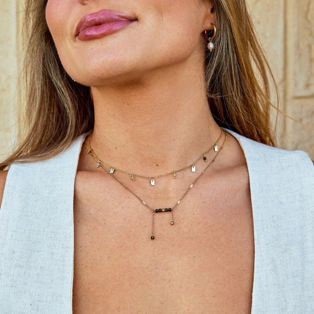 Tara Gold Square Droplet Necklace