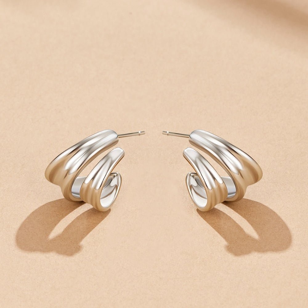Twisted Ivana Silver Hoop Earrings
